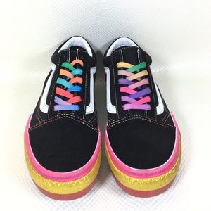 vans old skool stacked glitter sneaker